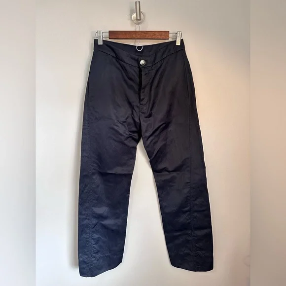 Jil Sander Casual Satin Trouser Pants in Midnight Blue - Size Small - US 4/6